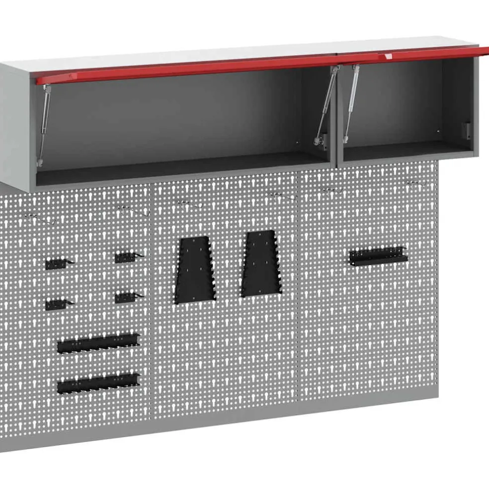 vidaXL Gereedschapskast set met plank 5 st Rood Gepoedercoat staal