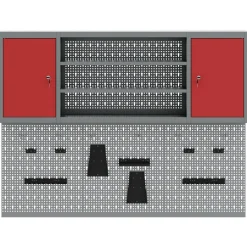 vidaXL Gereedschapskast set met plank 6 st Rood Gepoedercoat staal