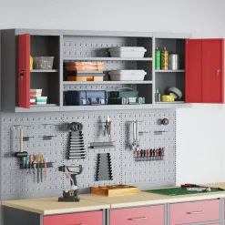 vidaXL Gereedschapskast set met plank 4 st Rood Gepoedercoat staal