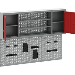 vidaXL Gereedschapskast set met plank 4 st Rood Gepoedercoat staal