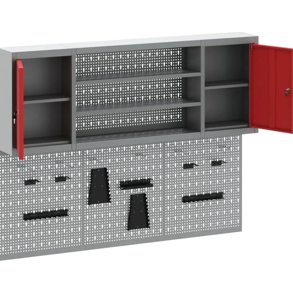 vidaXL Gereedschapskast set met plank 4 st Rood Gepoedercoat staal