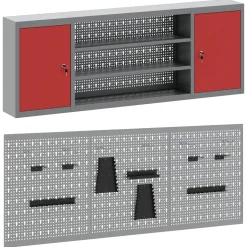 vidaXL Gereedschapskast set met plank 4 st Rood Gepoedercoat staal