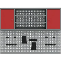 vidaXL Gereedschapskast set met plank 4 st Rood Gepoedercoat staal