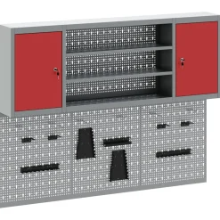 vidaXL Gereedschapskast set met plank 4 st Rood Gepoedercoat staal