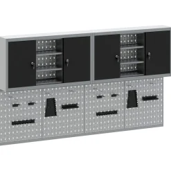vidaXL Gereedschapskast set met plank 4 st Zwart Gepoedercoat staal