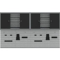 vidaXL Gereedschapskast set met plank 4 st Zwart Gepoedercoat staal