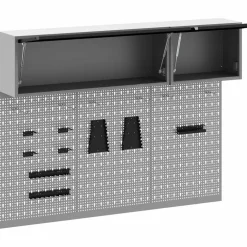 vidaXL Gereedschapskast set met plank 5 st Zwart Gepoedercoat staal