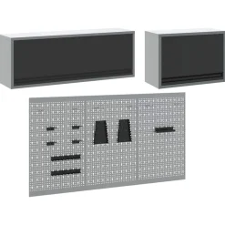 vidaXL Gereedschapskast set met plank 5 st Zwart Gepoedercoat staal