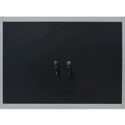 vidaXL Gereedschapskast voor aan de wand metaal grijs en zwart