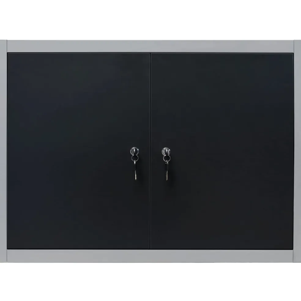 vidaXL Gereedschapskast voor aan de wand metaal grijs en zwart