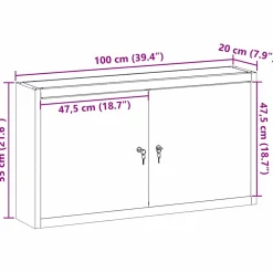 vidaXL Gereedschapskast Zwart en Grijs 100 x 20 x 55 cm Staal