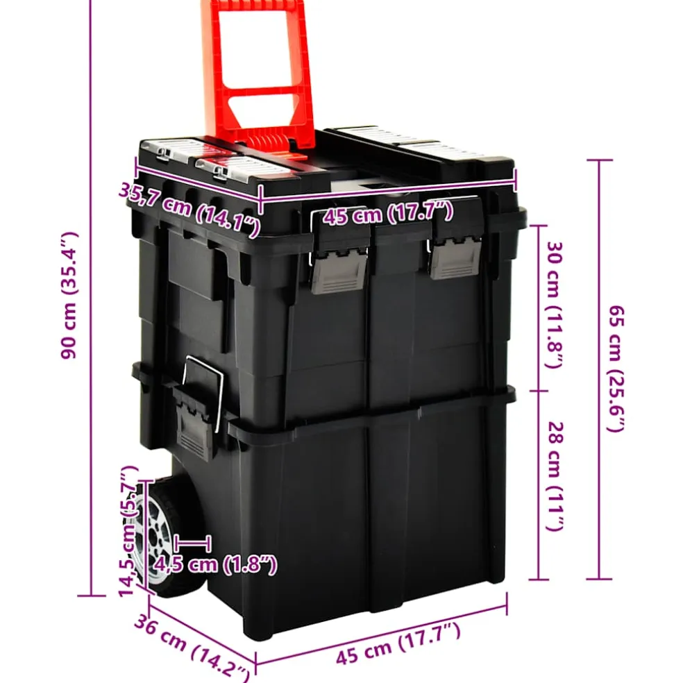 vidaXL Gereedschapstrolley met handvat 45x36x90 cm