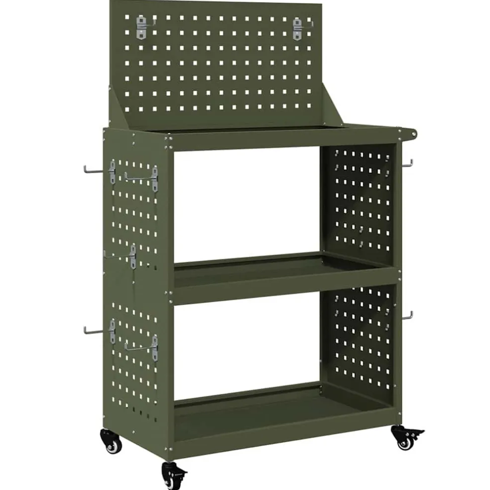 vidaXL Gereedschapswagen Olijfgroen 65 x 35 x 111 cm Koudgewalst staal