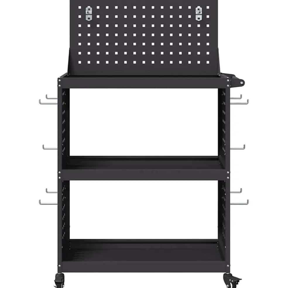 vidaXL Gereedschapswagen Zwart 65 x 35 x 111 cm Koudgewalst staal
