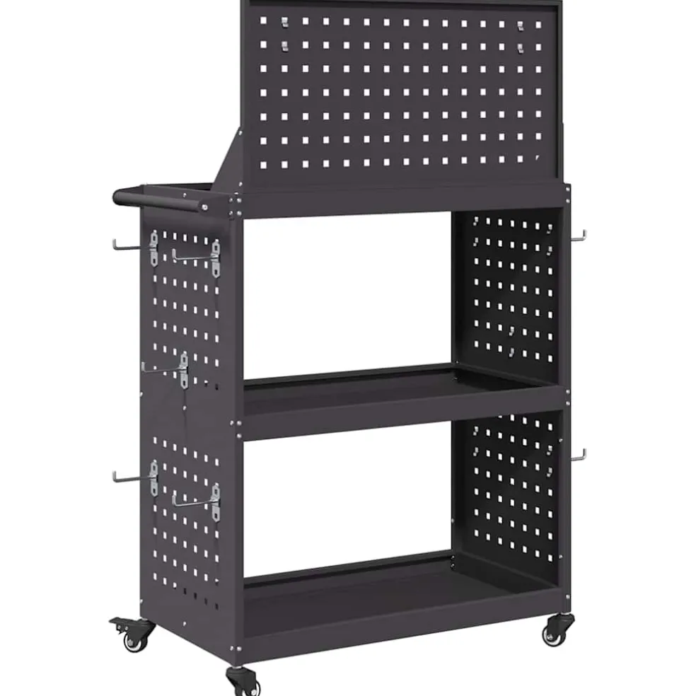 vidaXL Gereedschapswagen Zwart 65 x 35 x 111 cm Koudgewalst staal