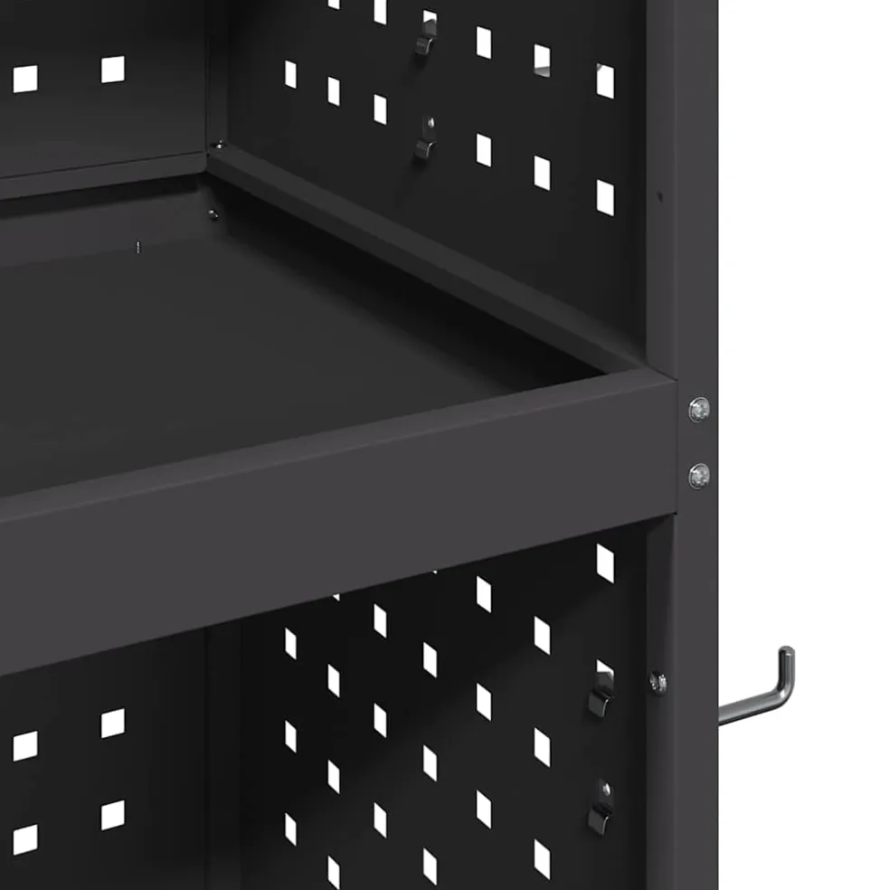 vidaXL Gereedschapswagen Zwart 65 x 35 x 111 cm Koudgewalst staal