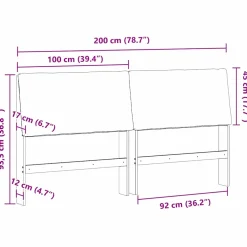 vidaXL Gestoffeerd hoofdbord Lichtgrijs 200 cm Massief grenenhout