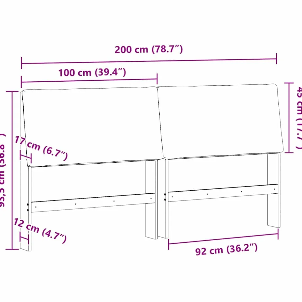 vidaXL Gestoffeerd hoofdbord Lichtgrijs 200 cm Massief grenenhout
