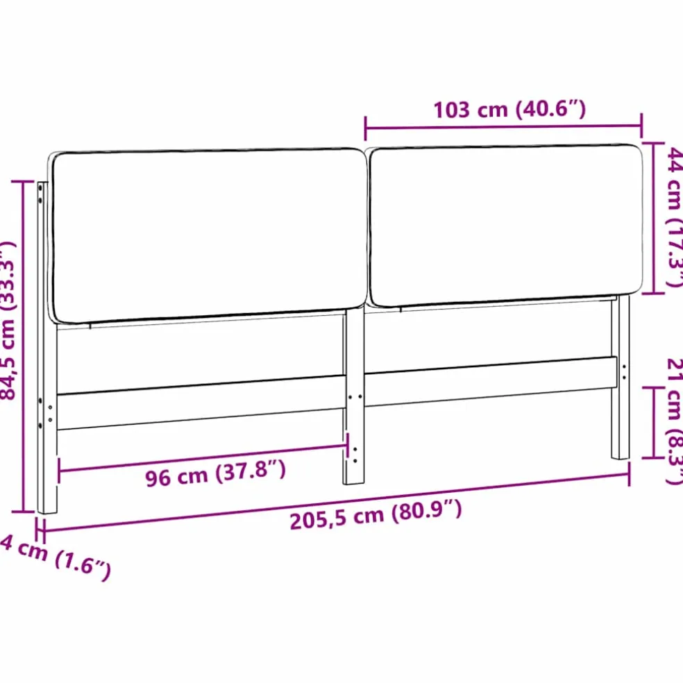vidaXL Gestoffeerd hoofdbord Bruin en Donkergrijs 200 cm