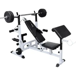 vidaXL Gewichtenbank met gewichtenrek en halterset 90 kg