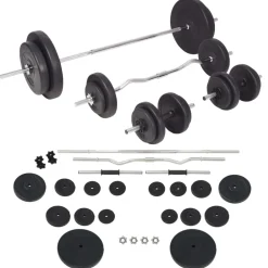 vidaXL Gewichtenbank met gewichtenrek en halterset 90 kg