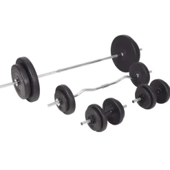 vidaXL Gewichtenbank met gewichtenrek en halterset 90 kg