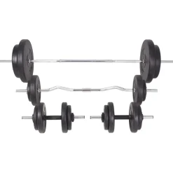 vidaXL Gewichtenbank met gewichtenrek en halterset 90 kg