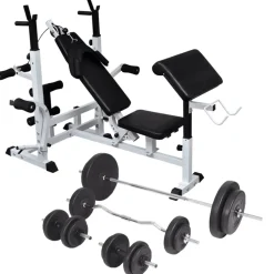 vidaXL Gewichtenbank met gewichtenrek en halterset 90 kg