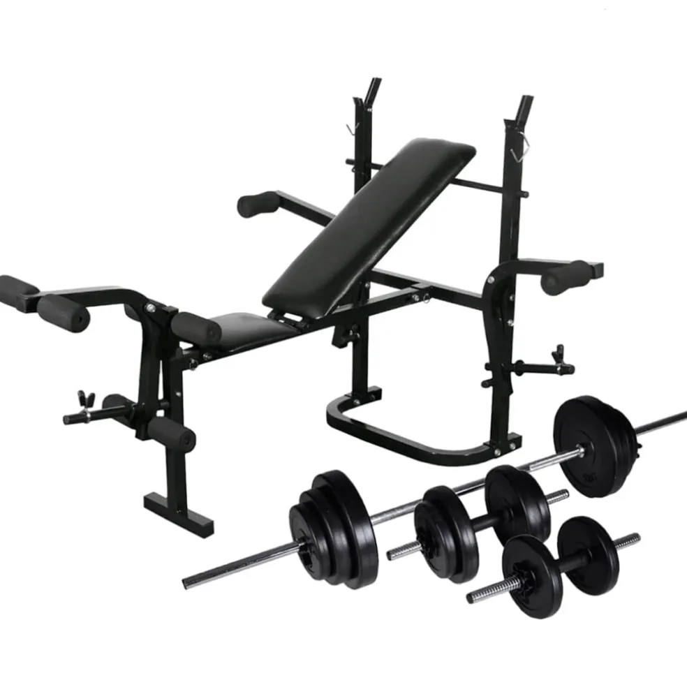 vidaXL Gewichtenbank met gewichtenrek en halterset 30,5 kg