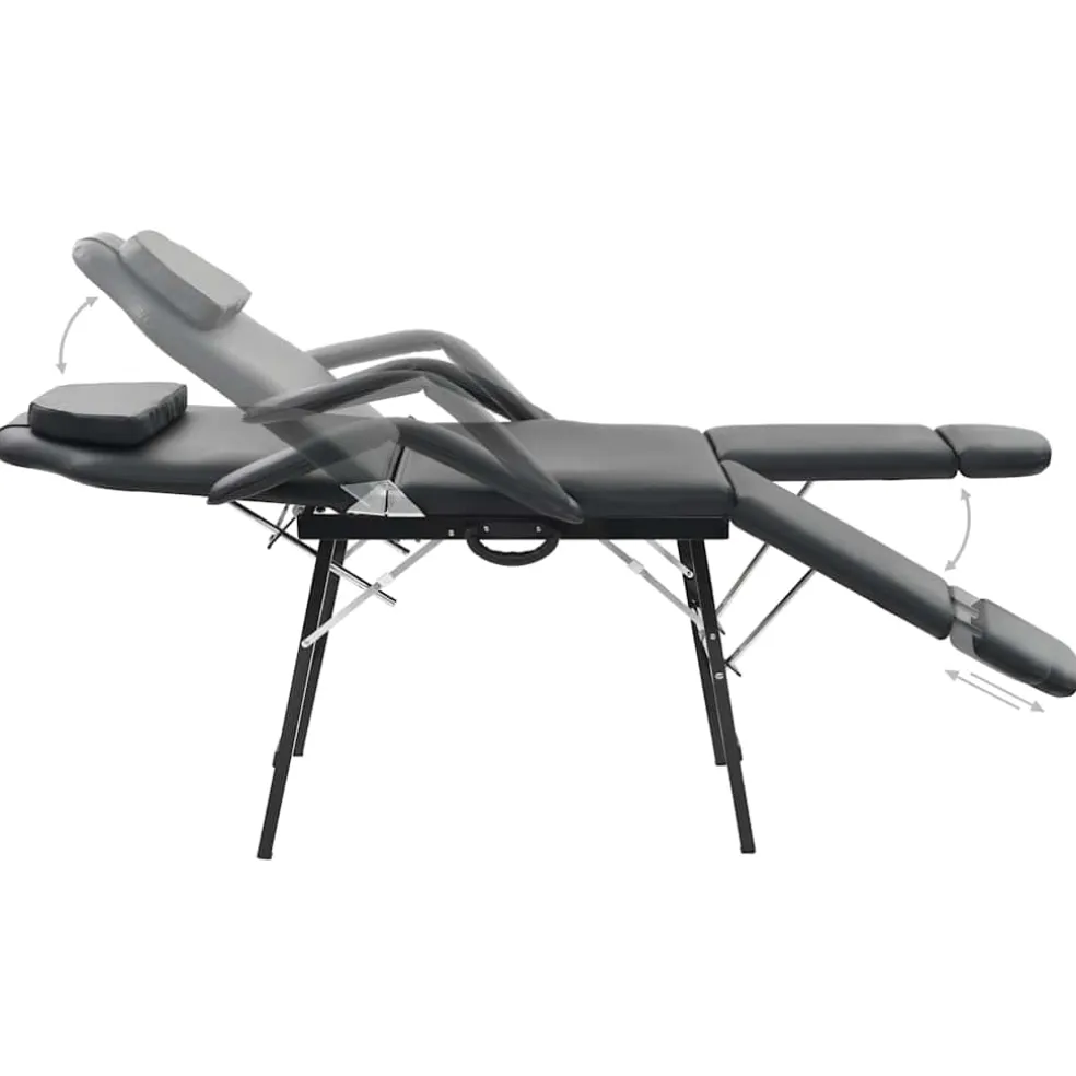vidaXL Gezichtsbehandelstoel draagbaar 185x78x76 cm kunstleer zwart