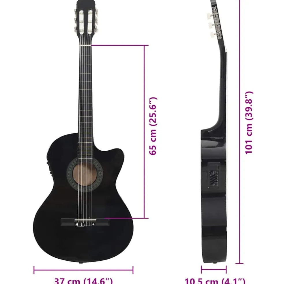vidaXL Gitaar cutaway met equalizer 6 snaren western klassiek zwart