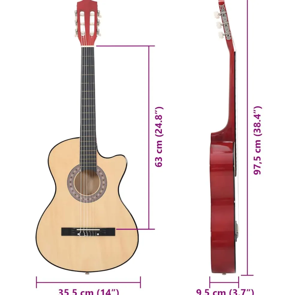 vidaXL Gitaar cutaway met 6 snaren western akoestisch 38" lindenhout