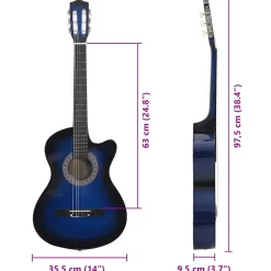 vidaXL Gitaar cutaway met 6 snaren western klassiek 38" getint blauw