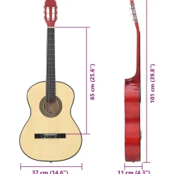 vidaXL Gitaar klassiek beginner 4/4 39" lindenhout