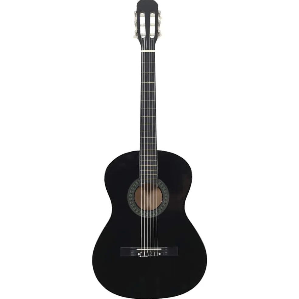 vidaXL Gitaar klassiek beginner 4/4 39" lindenhout zwart