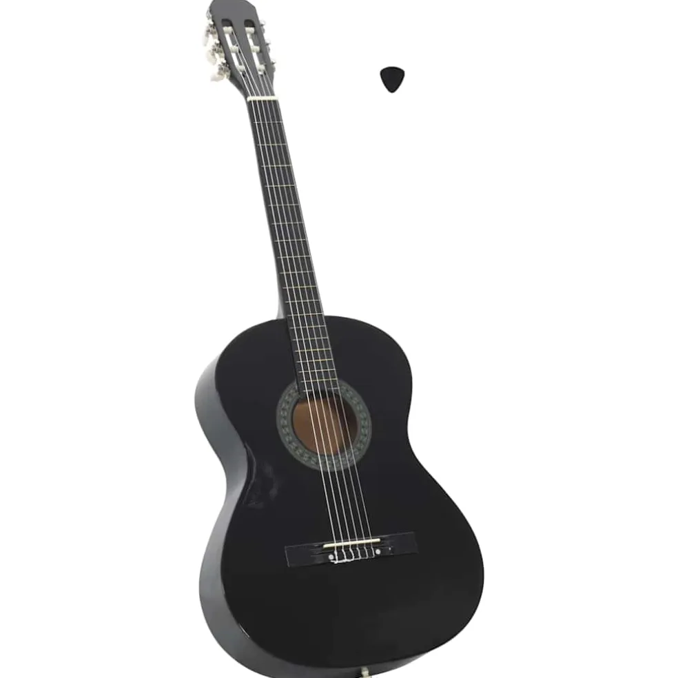 vidaXL Gitaar klassiek beginner 4/4 39" lindenhout zwart