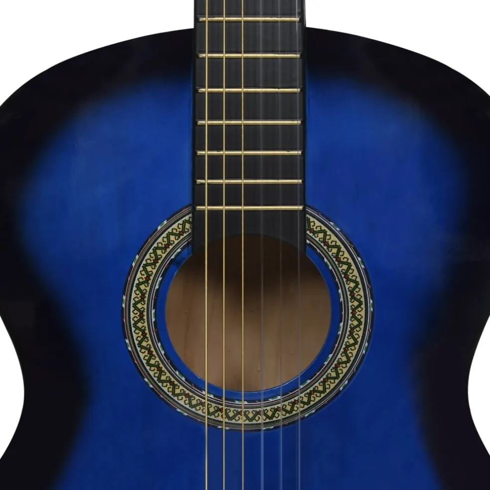 vidaXL Gitaar klassiek beginner met tas 4/4 39" blauw