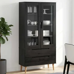 vidaXL Glazen Display Kast MOLDE 90 x 35 x 175 cm Massief grenenhout