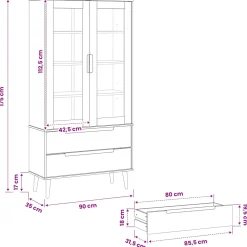 vidaXL Glazen Display Kast MOLDE 90 x 35 x 175 cm Massief grenenhout