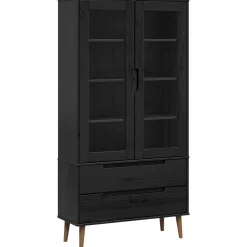 vidaXL Glazen Display Kast MOLDE 90 x 35 x 175 cm Massief grenenhout