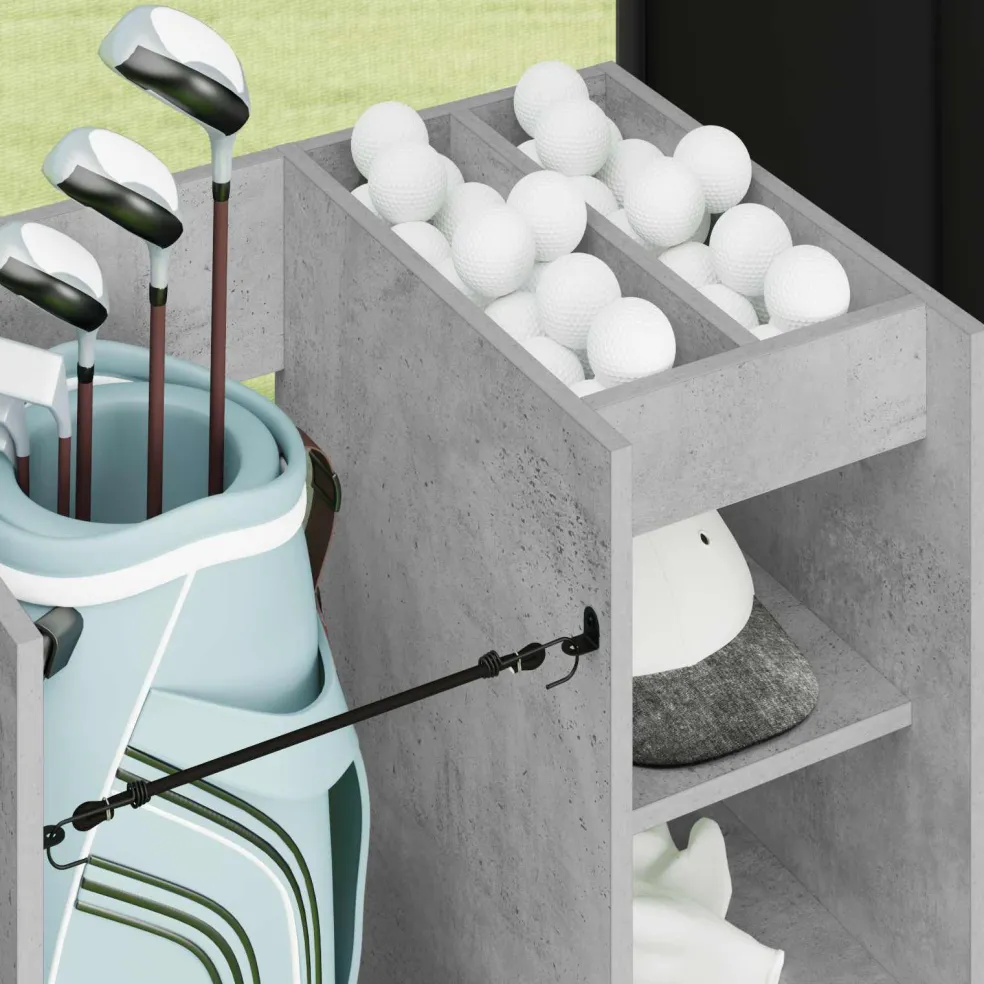 vidaXL Golfkast met wiel Effen Beton Grijs 65 x 45 x 98 cm