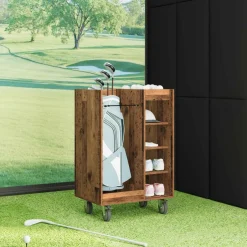 vidaXL Golfkast met wiel Effen Oudhout 65 x 45 x 98 cm