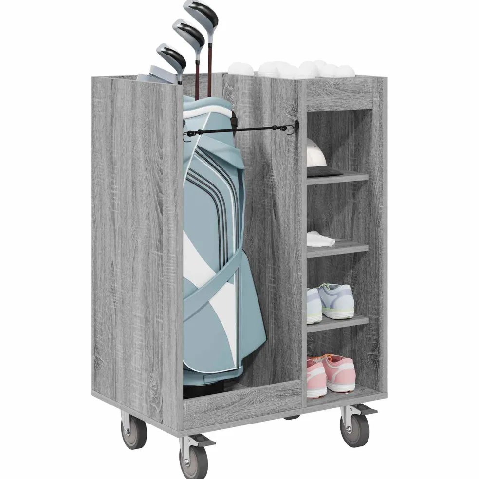 vidaXL Golfkast met wiel Effen Grijs Sonoma 65 x 45 x 98 cm