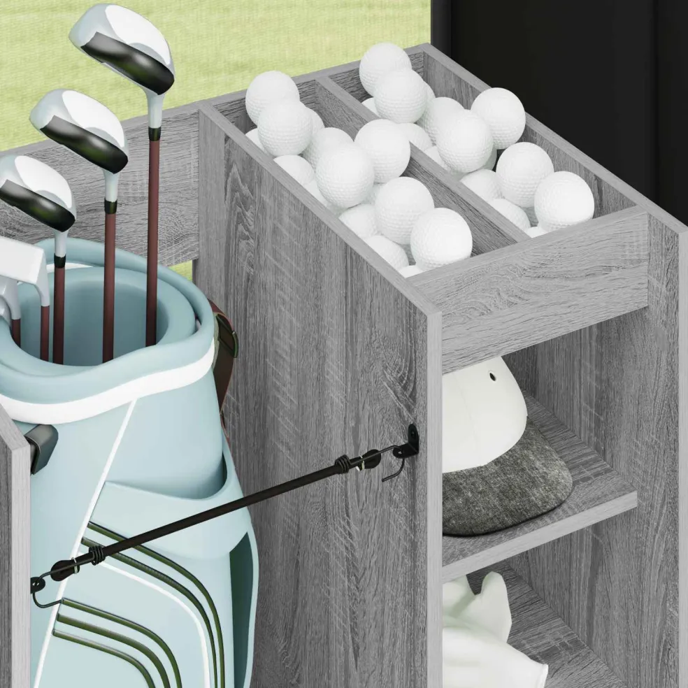vidaXL Golfkast met wiel Effen Grijs Sonoma 65 x 45 x 98 cm