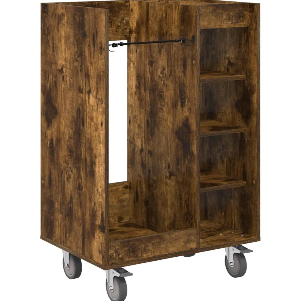 vidaXL Golfkast met wiel Gerookt eiken 65 x 45 x 98 cm Bewerkt hout