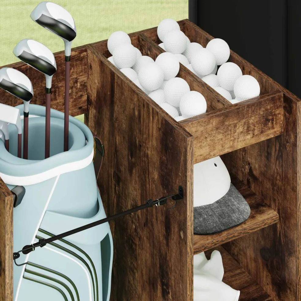 vidaXL Golfkast met wiel Gerookt eiken 65 x 45 x 98 cm Bewerkt hout