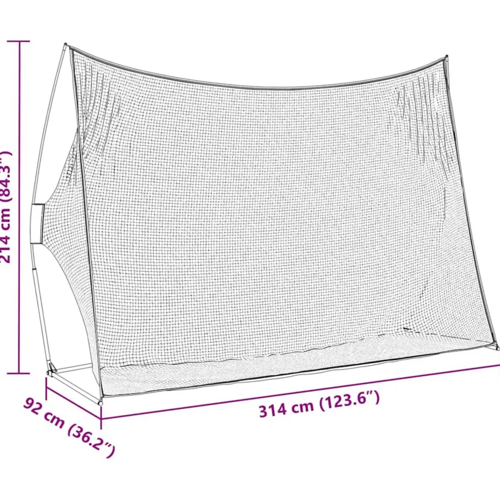 vidaXL Golf Trainingshulpmiddel Zwart 314 x 92 x 214 cm Polyester