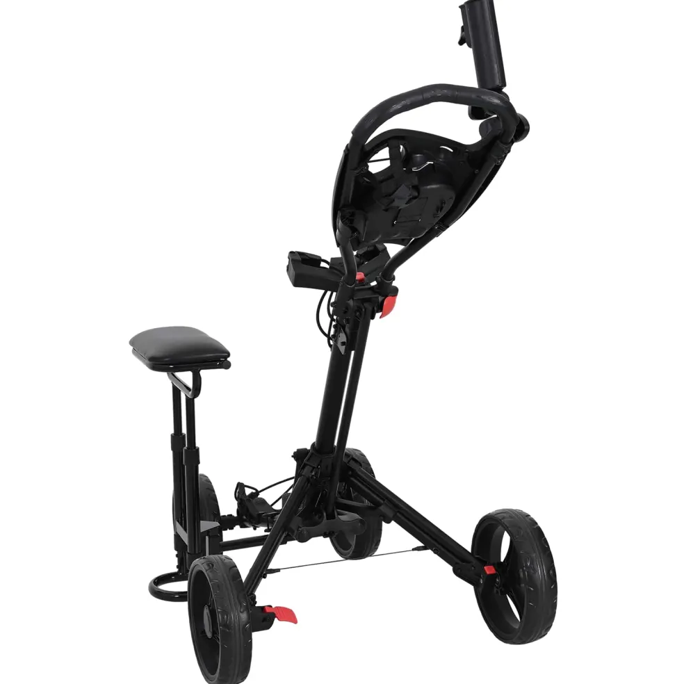 vidaXL Golf trolley met zitplaats Zwart Aluminium Opvouwbaar