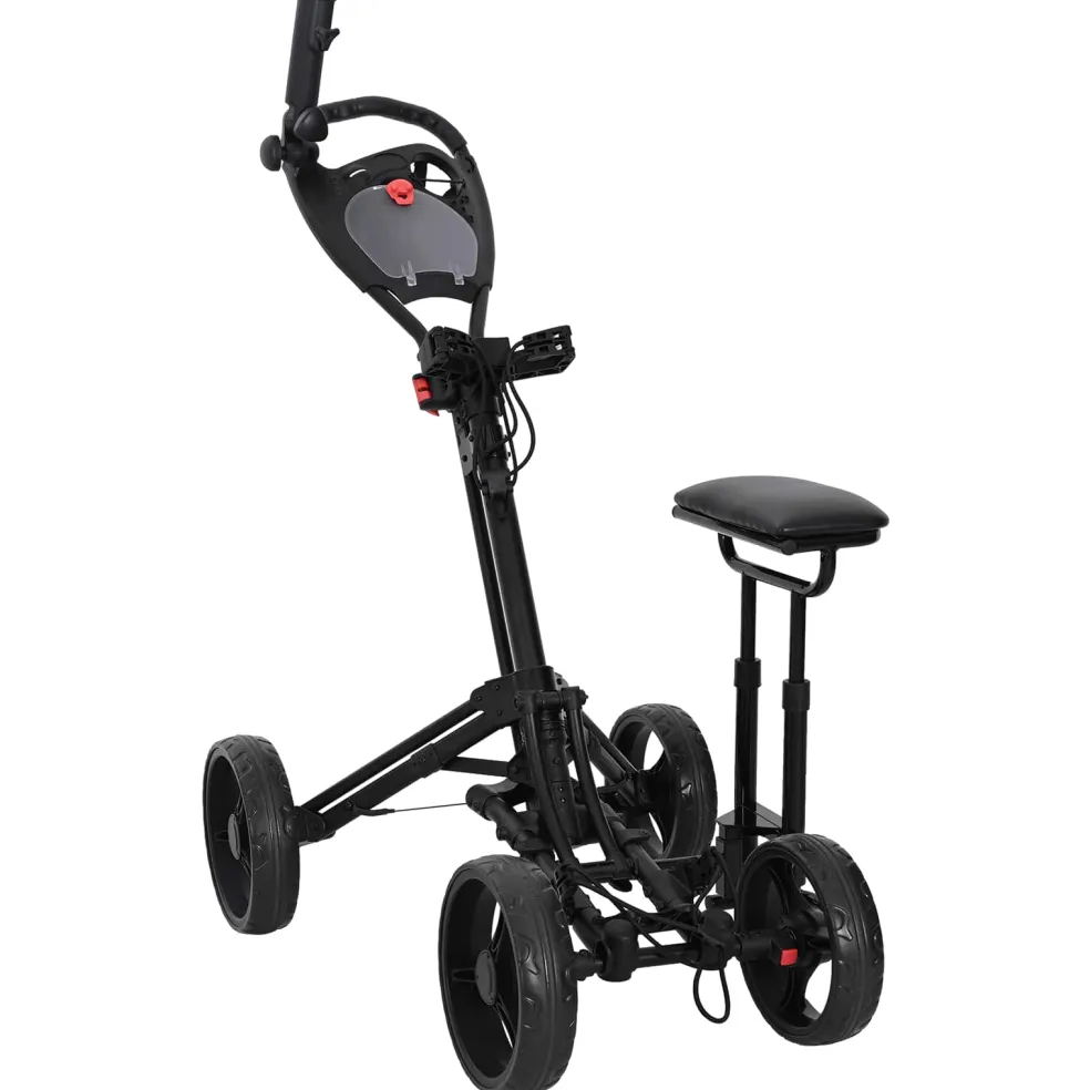vidaXL Golf trolley met zitplaats Zwart Aluminium Opvouwbaar