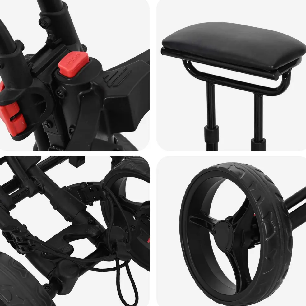vidaXL Golf trolley met zitplaats Zwart Aluminium Opvouwbaar